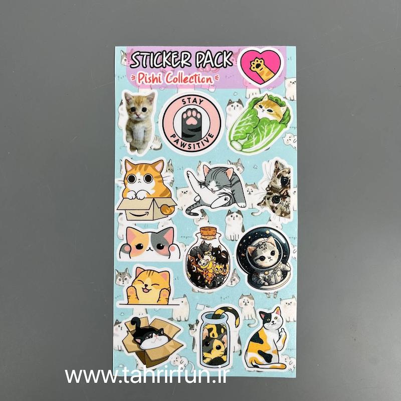 پک استیکر گربه ،استیکر پکی گربه کیوت ضد آب و ضد خش  (CAT  Collection)