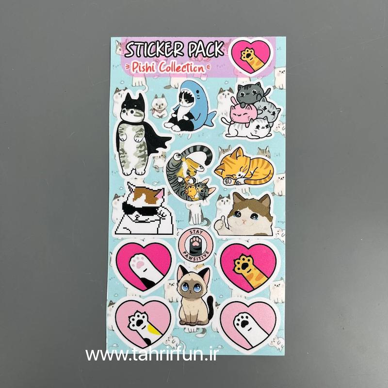 پک استیکر گربه ،استیکر پکی گربه کیوت ضد آب و ضد خش  (CAT  Collection)
