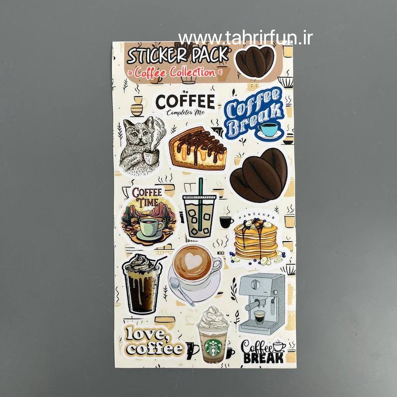 پک استیکر قهوه ، استیکر پکی قهوه   لپ تاپ و موبایل و ماشین ضد آب و ضد خش(coffe collection)