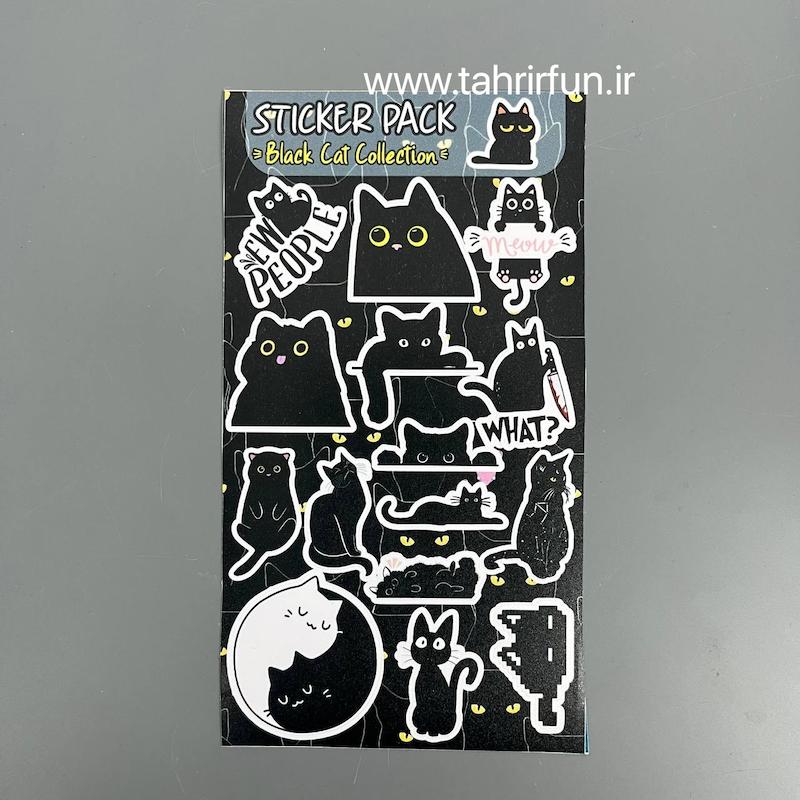 پک استیکر گربه سیاه ، استیکر پکی گربه سیاه  لپ تاپ و موبایل و ماشین ضد آب و ضد خش(Black cAt collection)