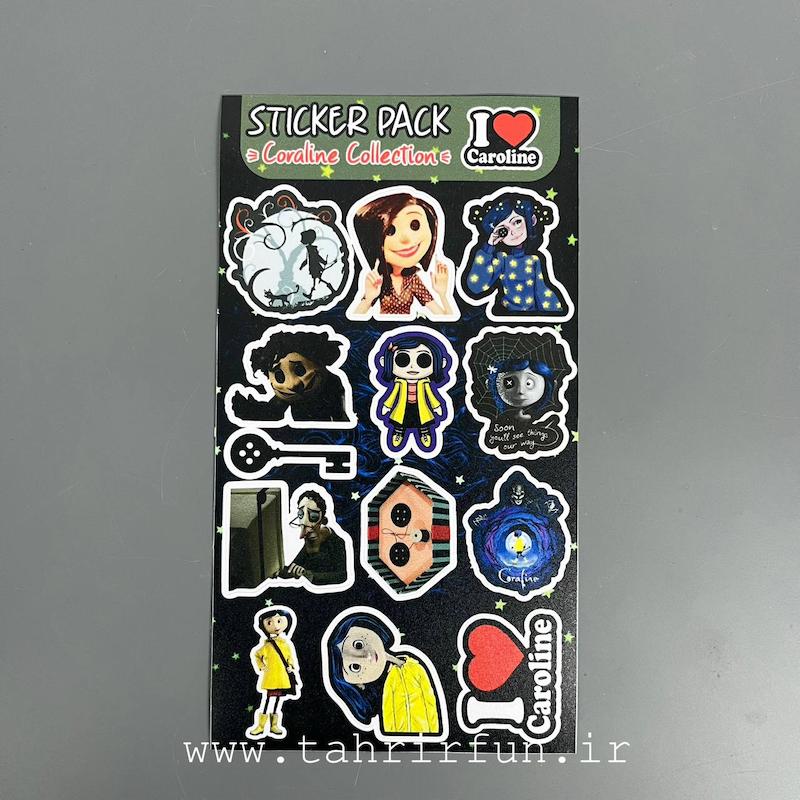   پک استیکر کورالین ،استیکر پکی انیمیشن کورالین  ضد آب و ضد خش (Coraline Collection)