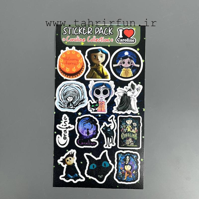   پک استیکر کورالین ،استیکر پکی انیمیشن کورالین  ضد آب و ضد خش (Coraline Collection)
