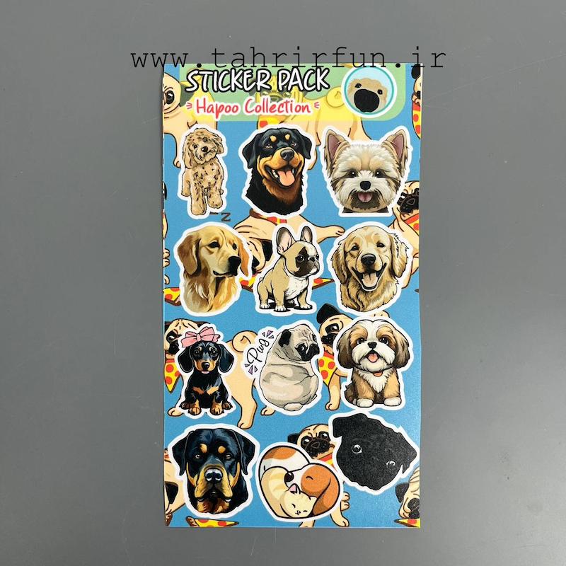 پک استیکر سگ   ، استیکر پکی هاپو  لپ تاپ و موبایل و ماشین ضد آب و ضد خش(Hapoo collection)
