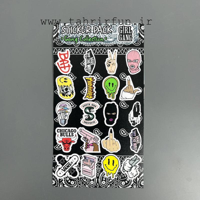 پک استیکر گنگ ، استیکر پکی گنگ  لپ تاپ و موبایل و ماشین ضد آب و ضد خش(gang collection)