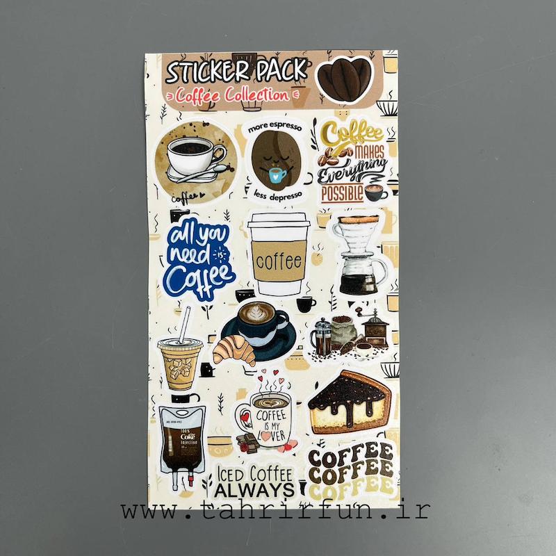 پک استیکر قهوه ، استیکر پکی کافه  لپ تاپ و موبایل و ماشین ضد آب و ضد خش(coffe collection)