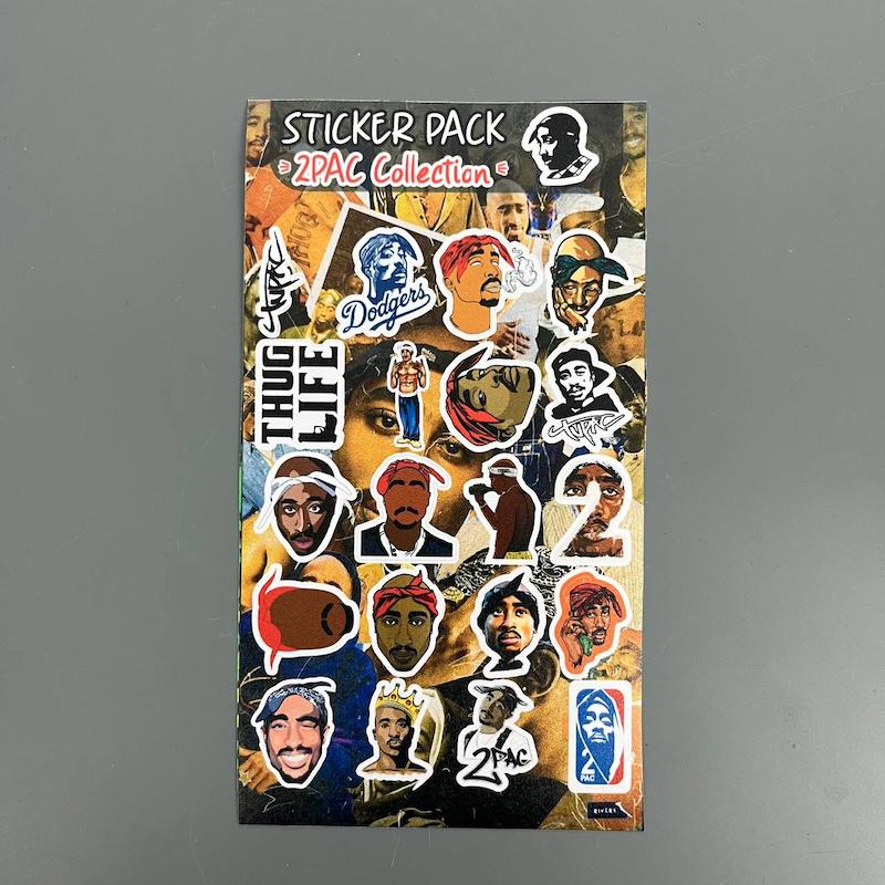 پک استیکر توپاک ، استیکر پکی توپاک   لپ تاپ و موبایل و ماشین ضد آب و ضد خش(2pac collection)
