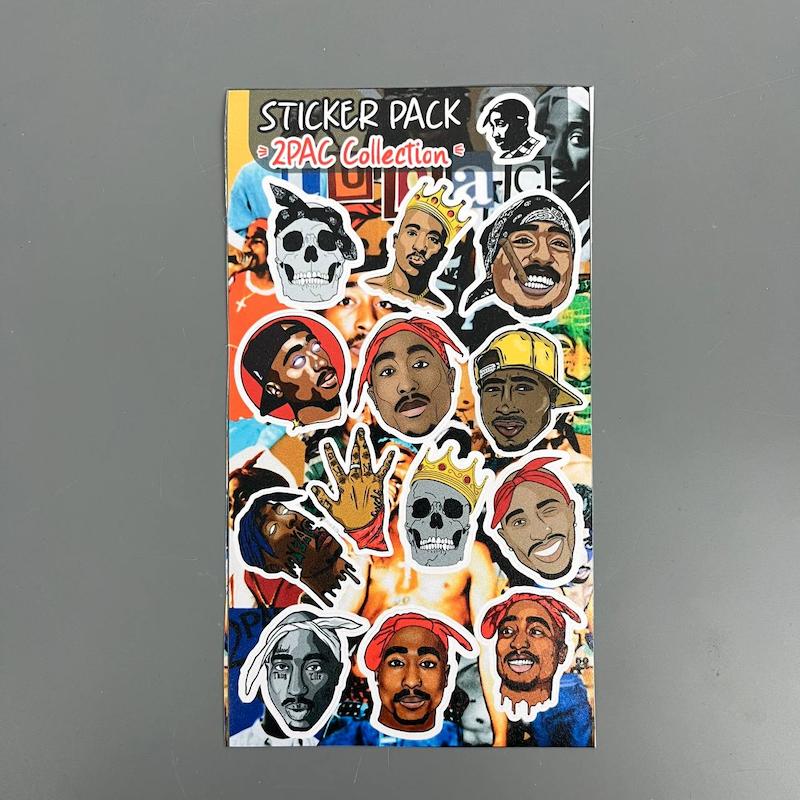 پک استیکر توپاک ، استیکر پکی توپاک   لپ تاپ و موبایل و ماشین ضد آب و ضد خش(2pac collection)