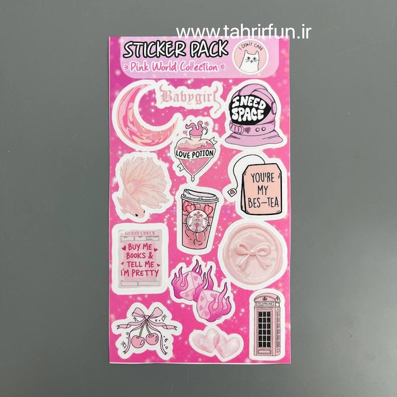  پک استیکر صورتی  ، استیکر پکی صورتی  لپ تاپ و موبایل و ماشین ضد آب و ضد خش ( PINK Collection)