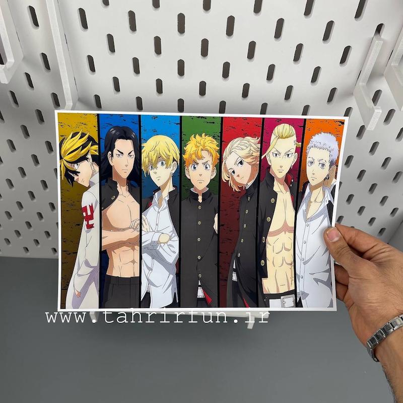 پوستر انیمه توکیو ریونجرز سایز A4 طرح مایکی و گروه توکیو مانجی گنگ (Tokyo-Revengers) ، پوستر گلاسه 