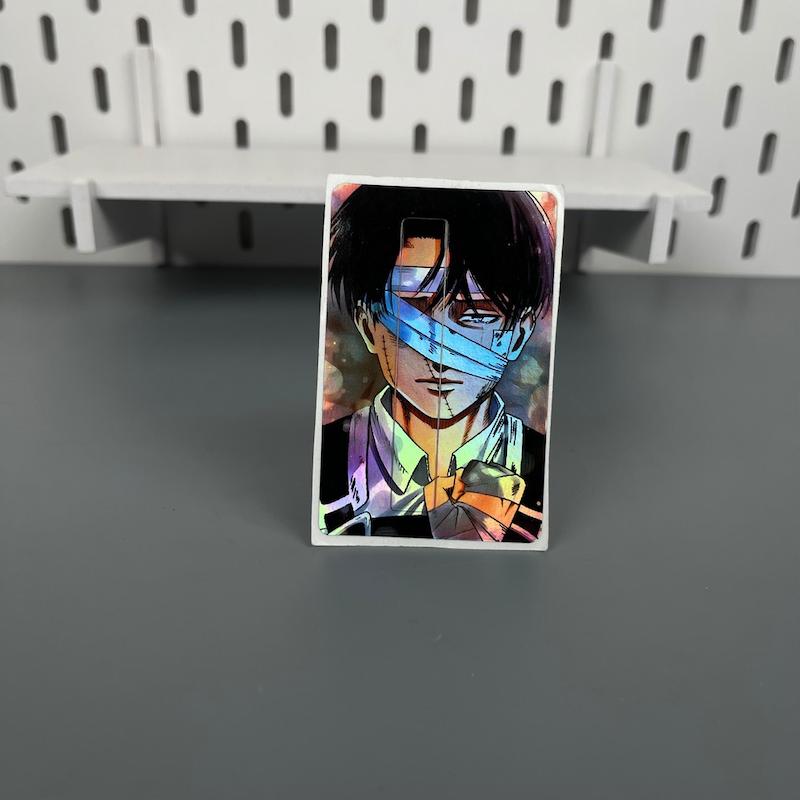 برچسب عابر بانک هولوگرامی انیمه ای اتک آن تایتان طرح کاپتان لیوای‌ (attack on Titan)