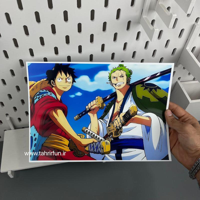 پوستر A4 انیمه وان پیس طرح مانکی دی لوفی و رورونوا زورو(Roronoa Zoro)،(MONKEY-D-Luffy)one piece ، پوستر گلاسه