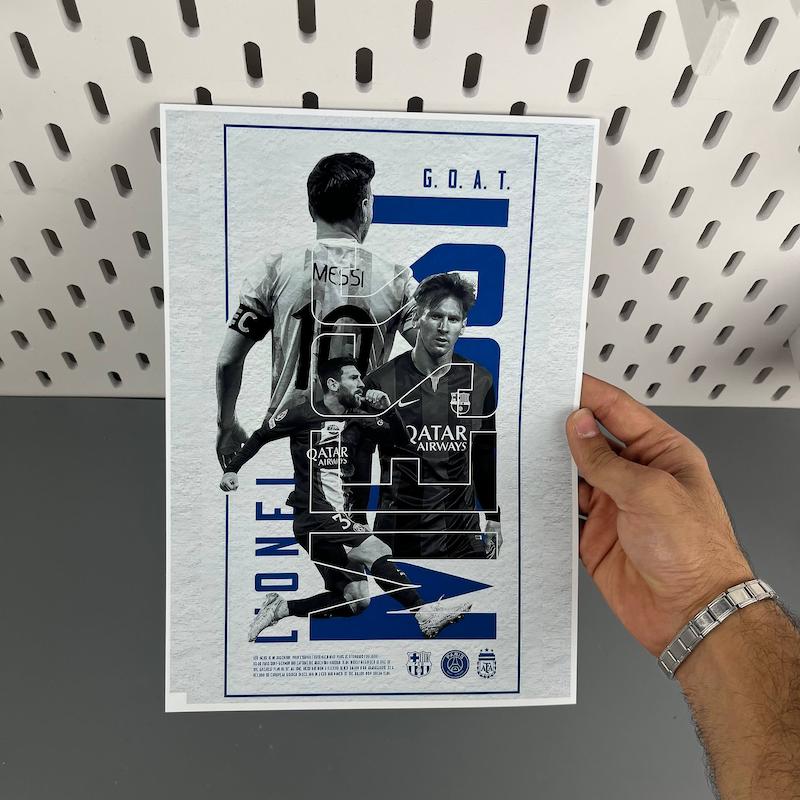پوستر لئو مسی اسطوره فوتبال مقوا ضخیم سایز A4(براق)( ابعاد 21 در 30 سایزA4)