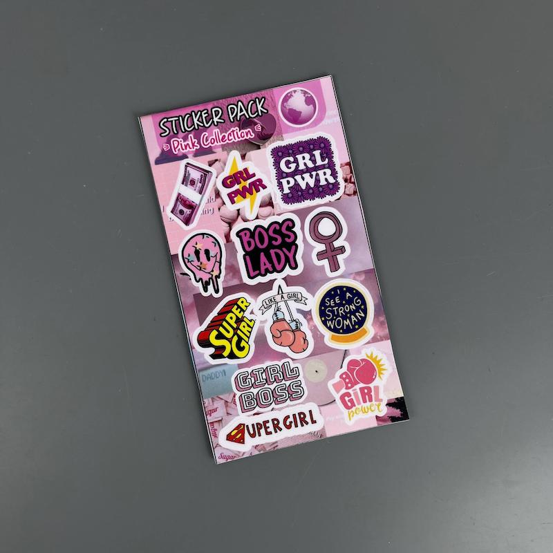 پک استیکر پینک , استیکر پینک لپ تاپ و موبایل و ماشین ضد آب و ضد خش ( pink collection)