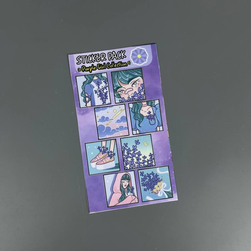 پک استیکر دختر بنفش , استیکر دختر بنفش لپ تاپ و موبایل و ماشین ضد آب و ضد خش(Purple girl collection)