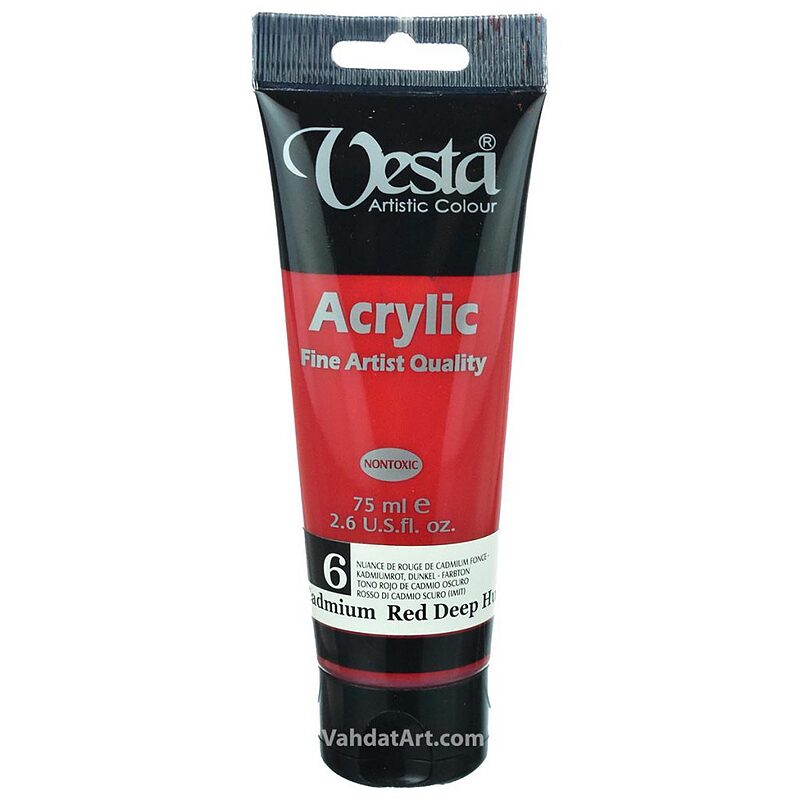 رنگ اکریلیک وستا (Vesta) شماره 6 cadmium red deep hue