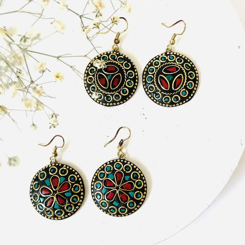 گوشواره نپالی طرح سنگ خورشید 