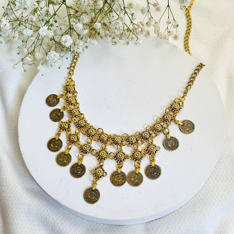 گردنبند سکه‌ای طلایی مدل “پادینا“