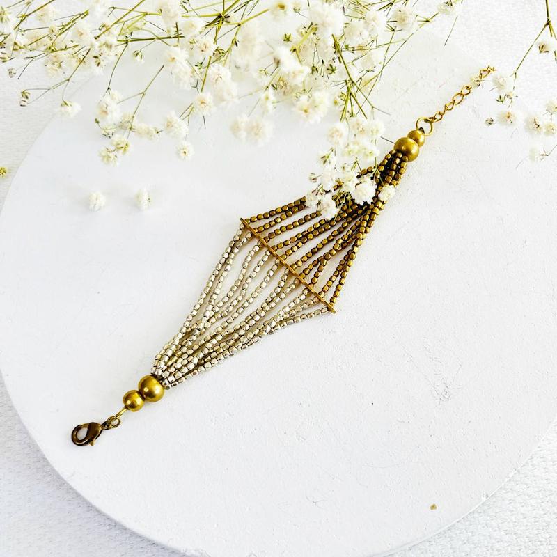 دستبند دو رنگ برنجی زنانه، دستبند هندی دو رنگ