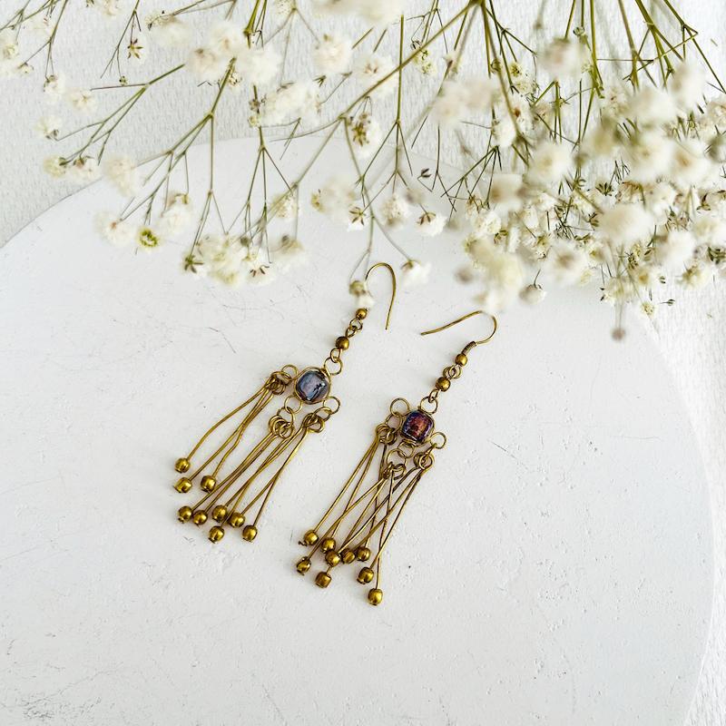 گوشواره برنجی خیال بنفش