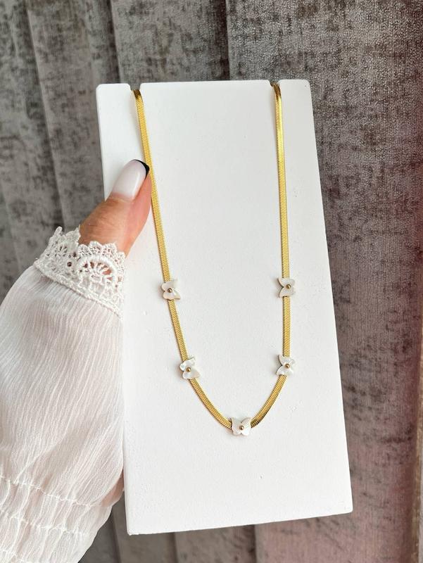 گردنبند استیل زنانه ماری با پروانه های صدفی