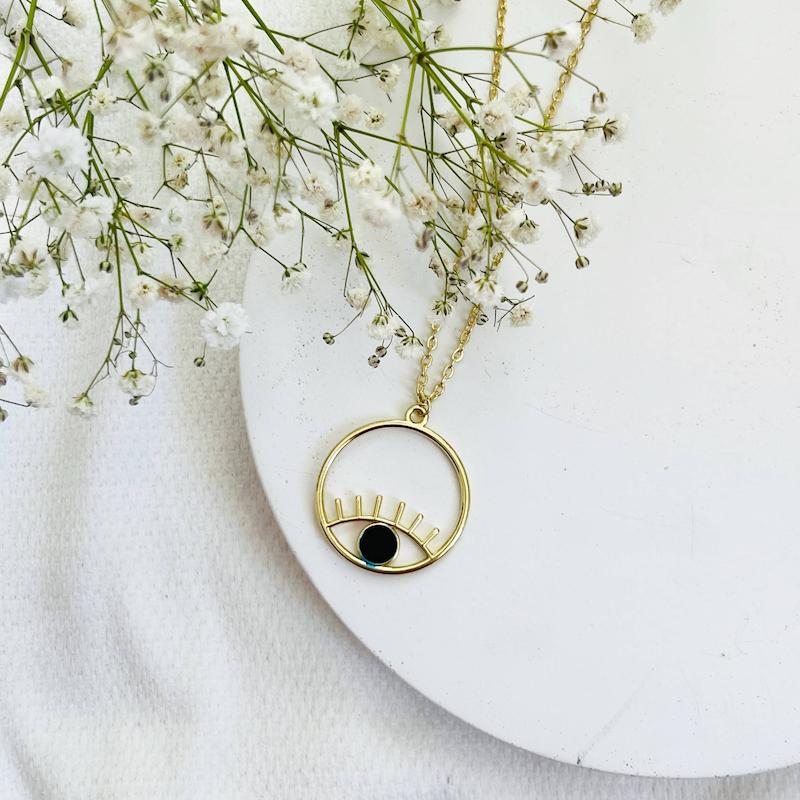 گردنبند استیل طلایی چشم 