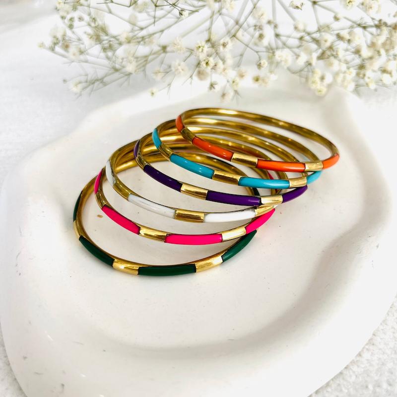 النگو برنجی میناکاری مولتی کالر 