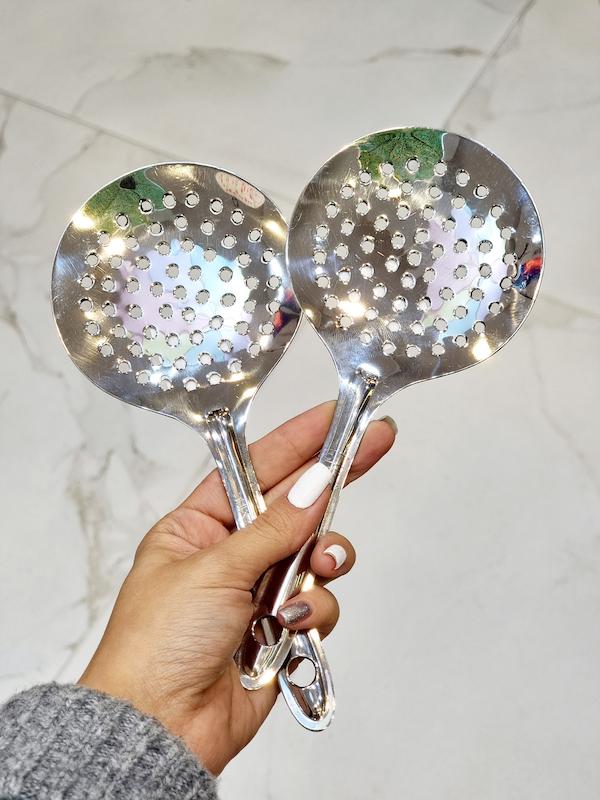 کفگیر و ملاقه دسته کوتاه هندی