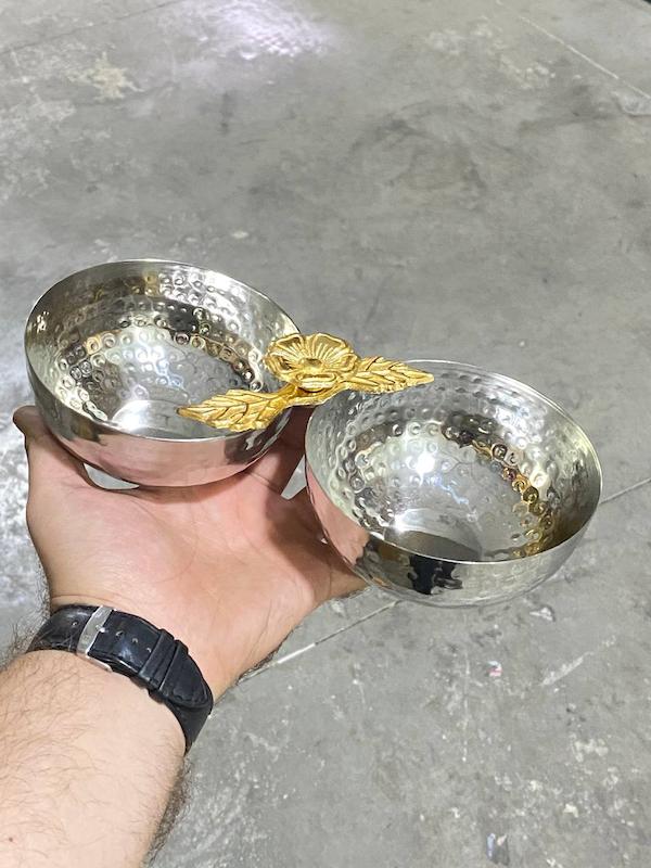 کاسه های استیل برنج چکشی طرح گل کد 18