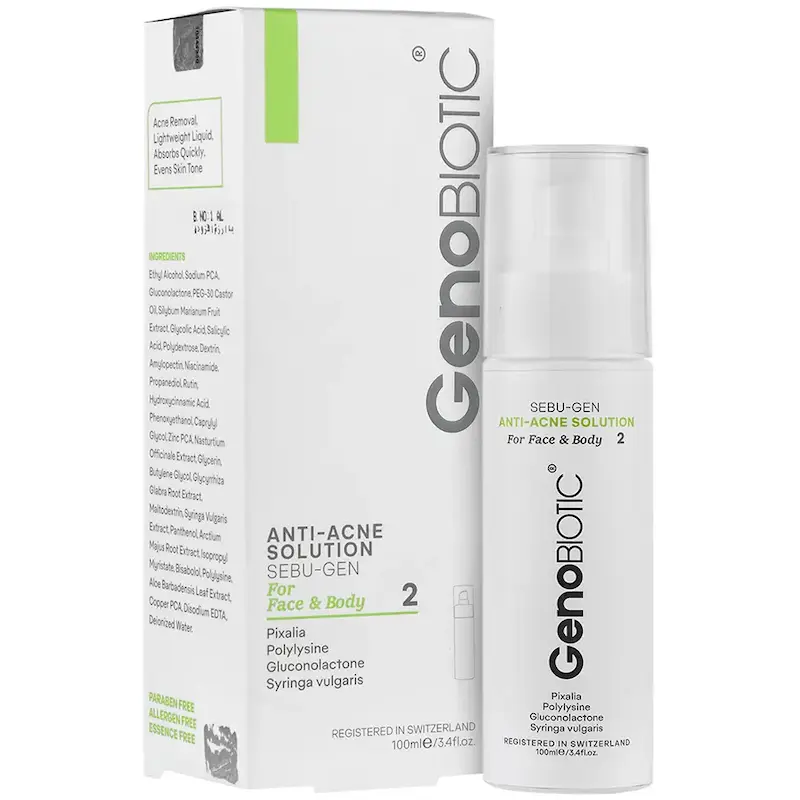 محلول ضد آکنه صورت و بدن سبوژن 2 ژنوبایوتیک 100 میلی لیتر