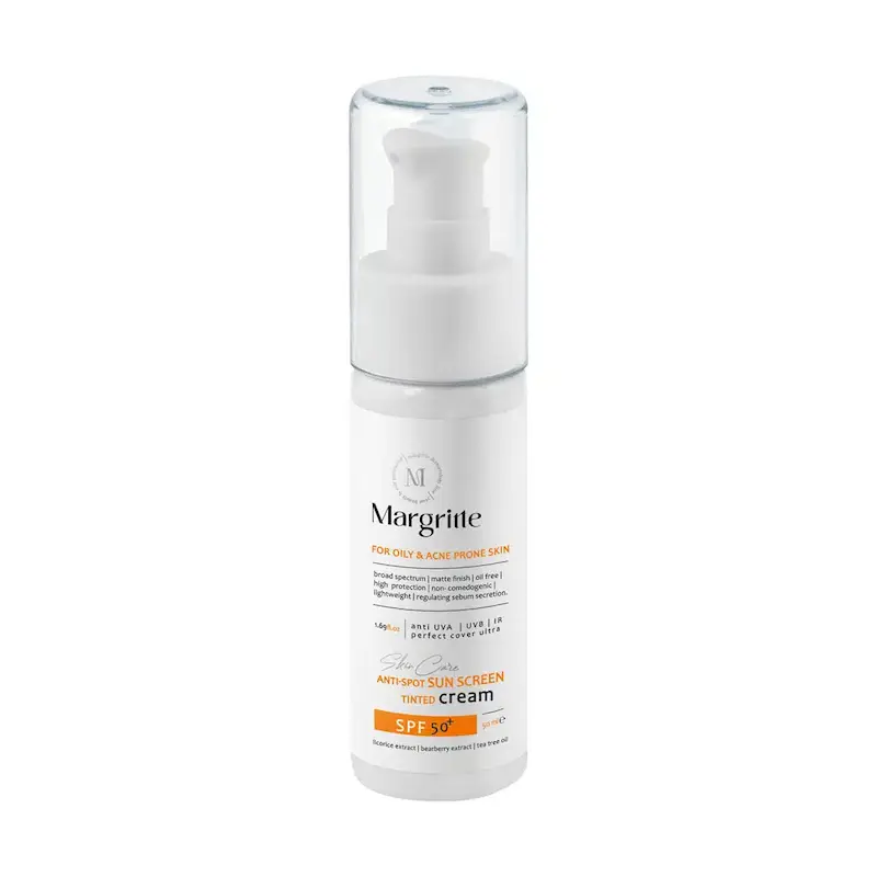 (مارگریت)  کرم ضد آفتاب  SPF50 پوست چرب مارگریت 50 میلی لیتر