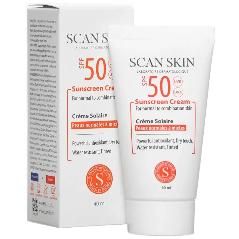 (اسکن اسکین) کرم ضد آفتاب SPF50 پوست نرمال تا مختلط اسکن اسکین  40 میلی لیتر