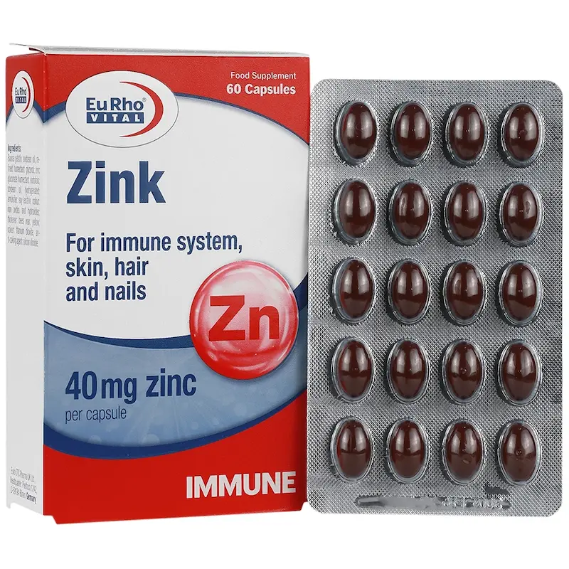 کپسول زینک 40 میلی‌گرم یوروویتال  بسته 60 عددی