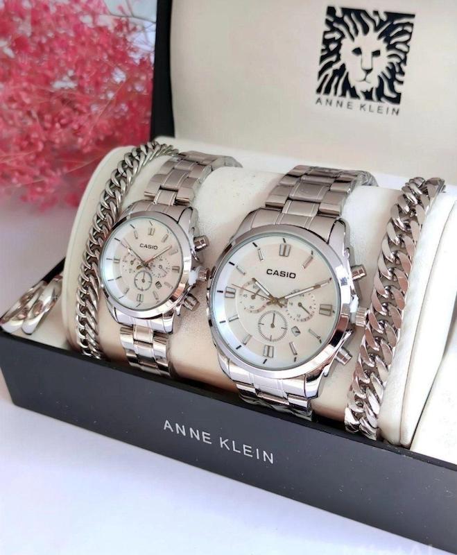 مجموعه ست ساعت عیدانه  کاسیو +ست دستبند استیل +ست حلقه 