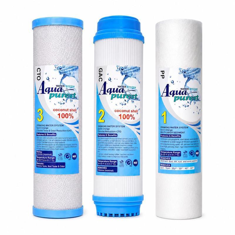 فیلتر دستگاه تصفیه آب آکوا پیورست مدل COCONUT SHELL 100 مجموعه 3 عددی