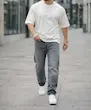 تیشرت مردانه نخ پنبه  فری سایز سفید و مشکی 