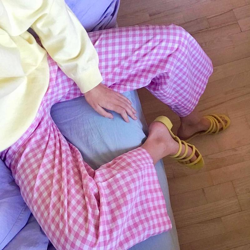 پیژامه شلوار شطرنجی صورتی زنانه 