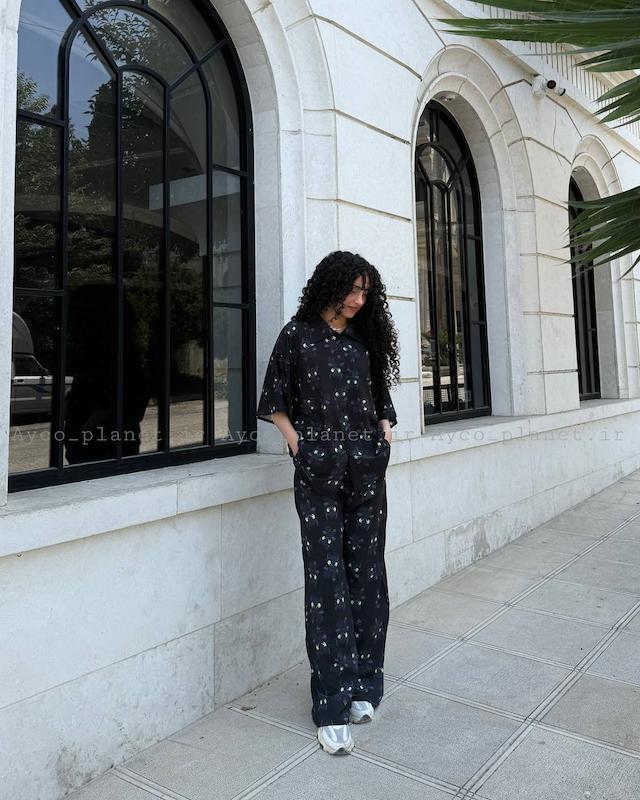 ست کاپلی پیراهن و شلوار راحتی بی دندون خشم شب زنانه مردانه 