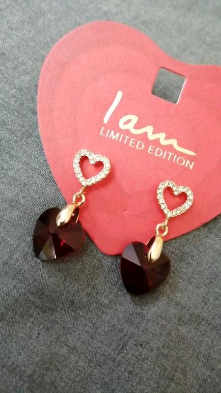 گوشواره دو قلبی آویز 