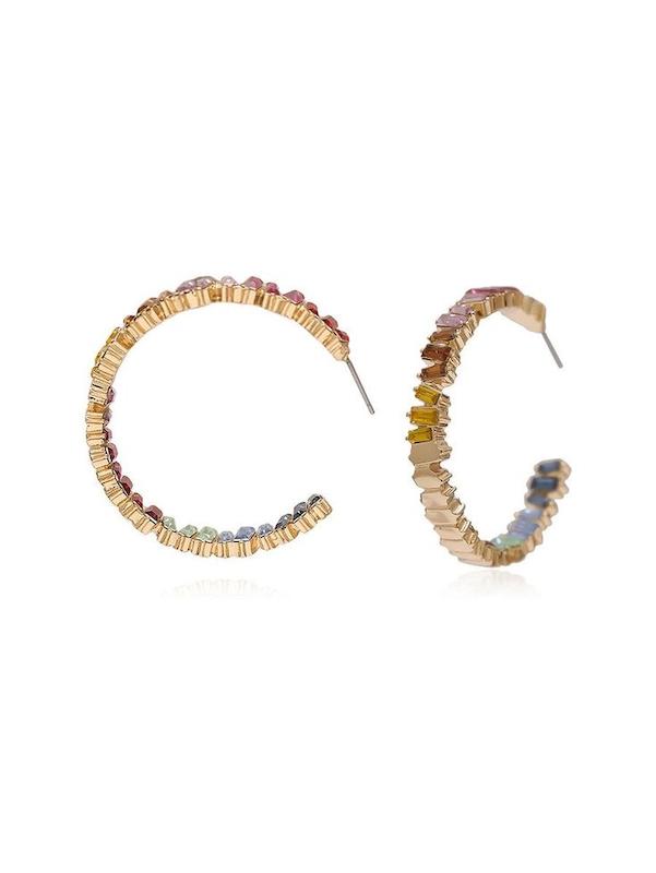 گوشواره حلقه ای کار شده نگین دار زنانه 