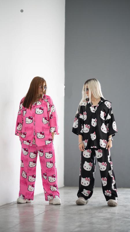 پیراهن و شلوار کیتی فری سایز لباس راحتی 