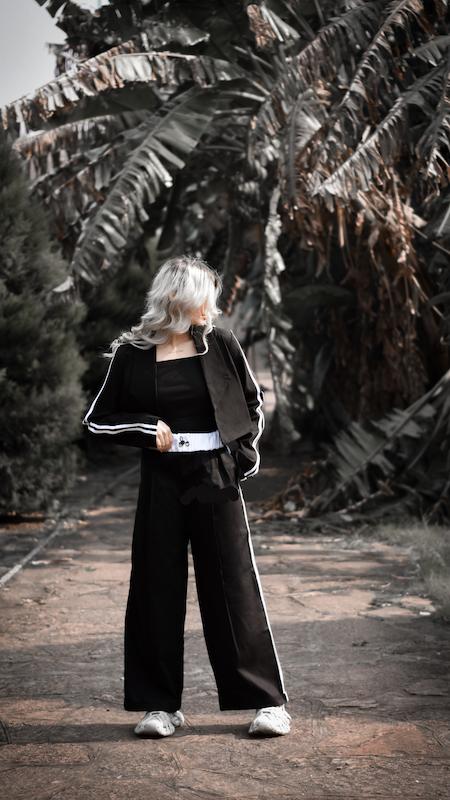 شلوار بگ مشکی کمرکش کتان اسپورت 