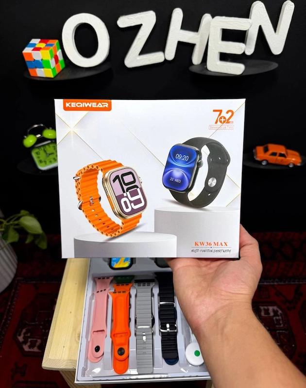 ساعت هوشمند اپل مدل KW36 MAX با ۷ بند اضافه(دارای دو ساعت هوشمند داخل پک)