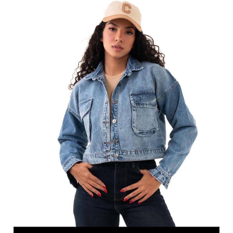 کت کراپ جین آبی یخی1322