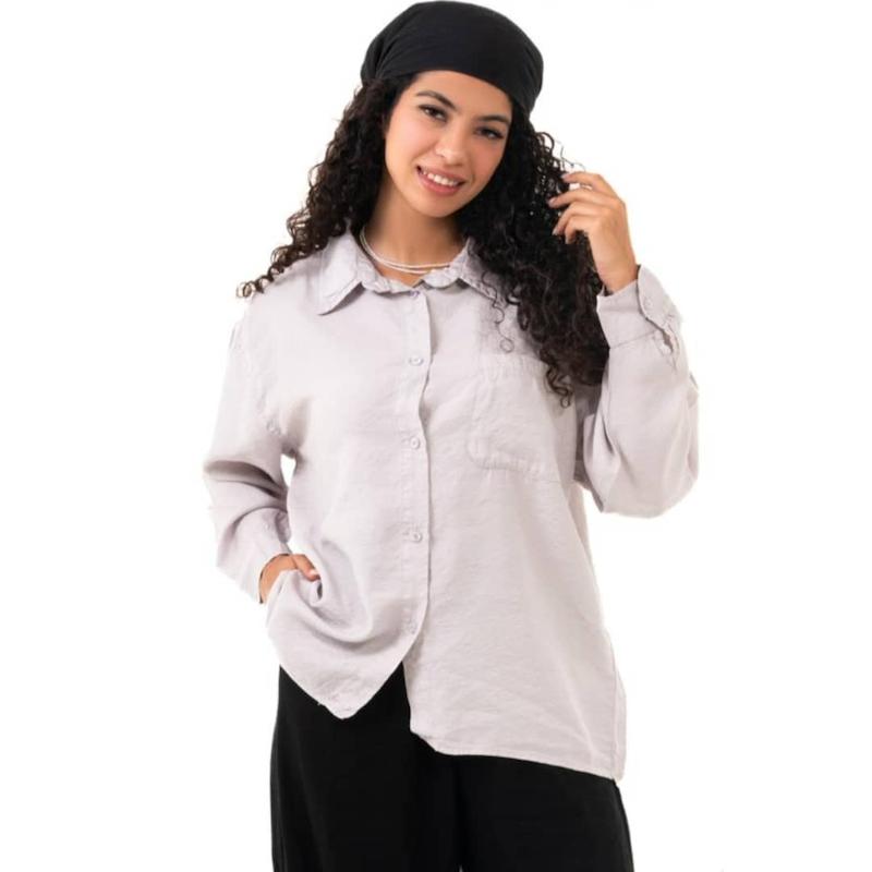 شومیز  آستین بلند  اسلپ یاسی1090301