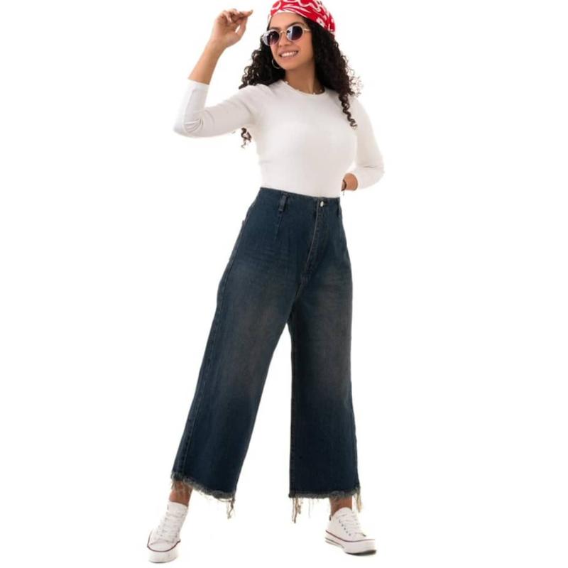 شلوار واید لگ آبی تینت تیره11898