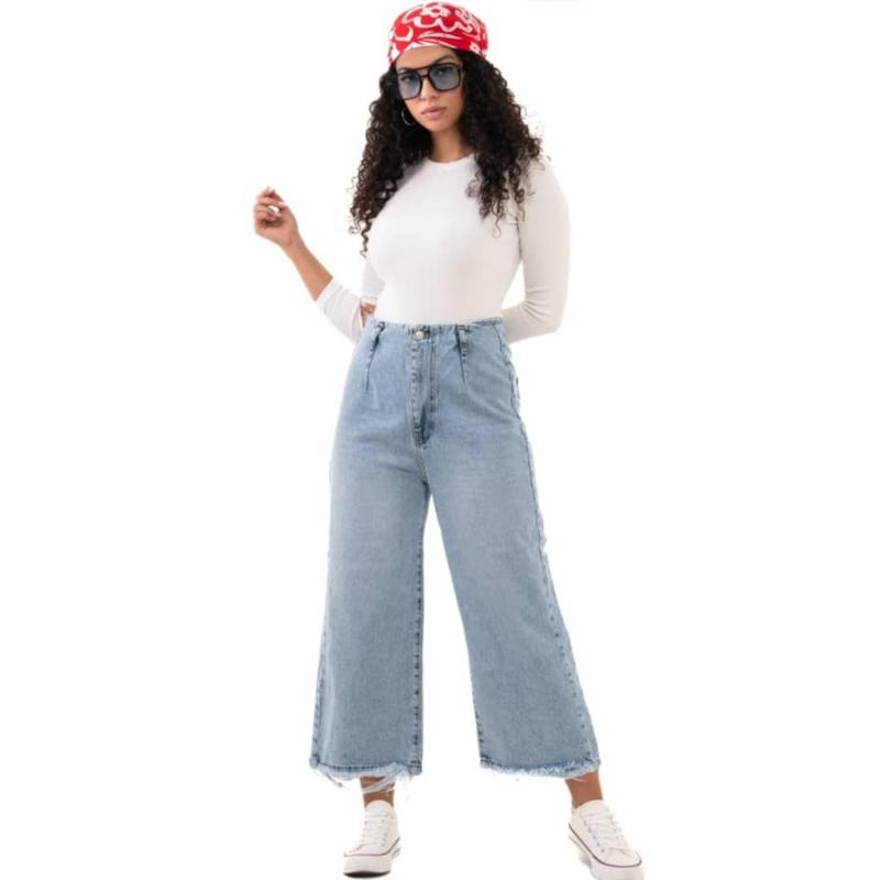 شلوار واید لگ آبی یخی 11891