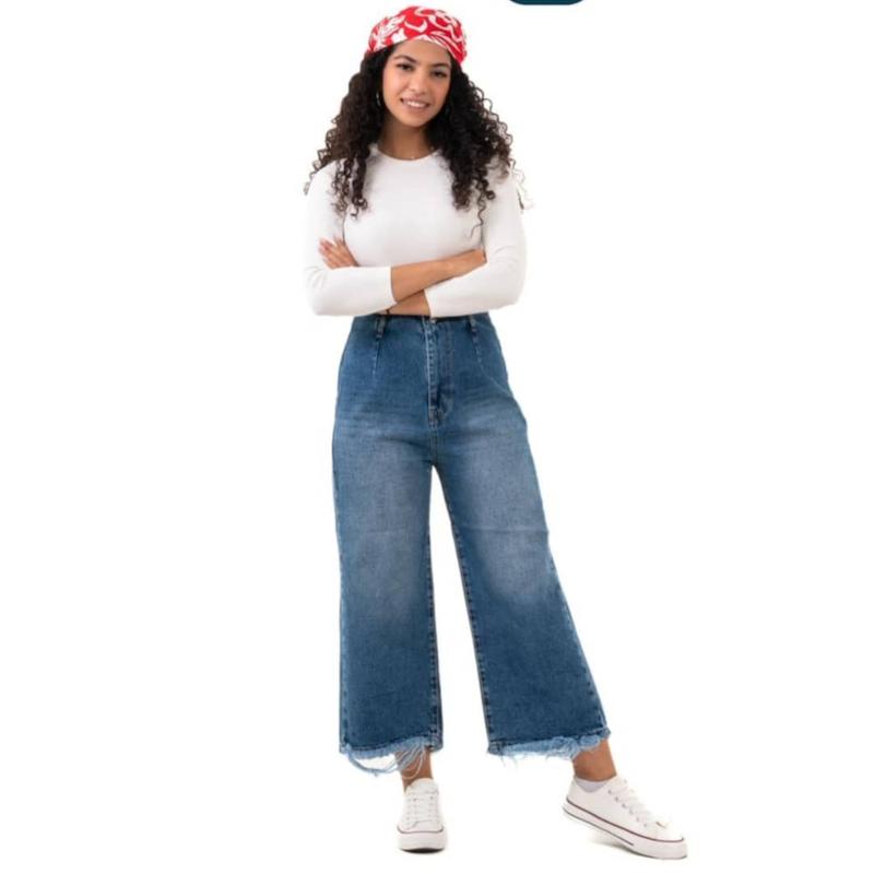 شلوار واید لگ آبی تینت  روشن11893