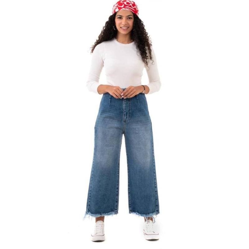 شلوار واید لگ آبی تینت  روشن11896