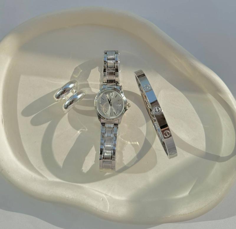 ست ساعت نقره‌ای سفید کاسیو کلاسیک