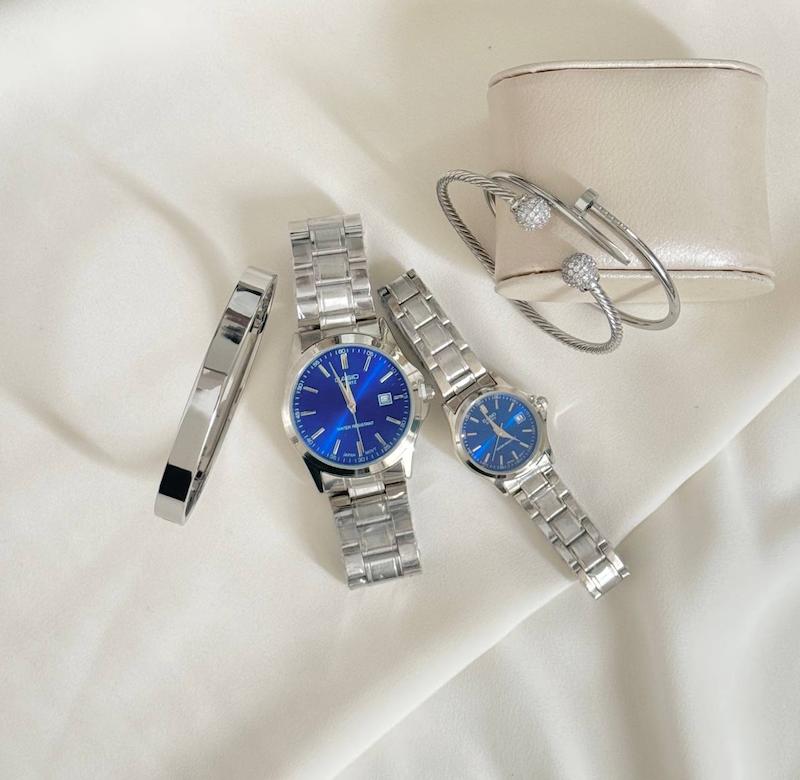 ست ساعت دستبند  کاسیو آبی 